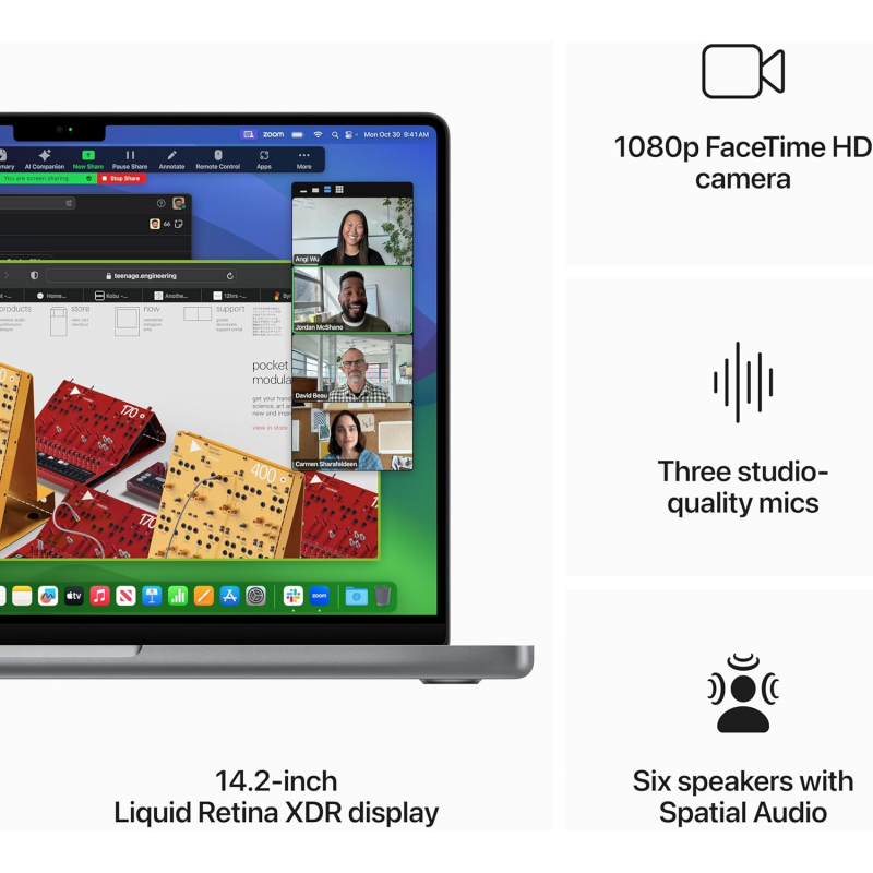 Apple Macbook Pro Laptop 2023 (M3, 8‑core CPU, 10‑core GPU: 14.2-inch Liquid Retina XDR display, 8GB Ram, 1TB SSD) - Space Gray