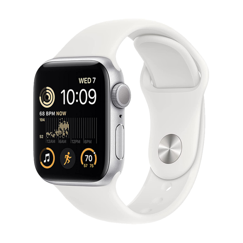 Apple Watch SE 2022 2nd Generation (GPS, 40mm) - Silver Aluminium Case with M/L White Sport Band