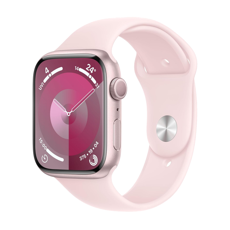 Apple Watch Series 9 (GPS, 45mm) - Pink Aluminium Case with S/M Light Pink Sport Band