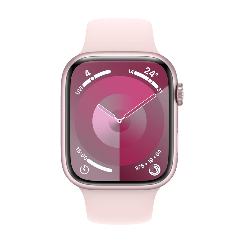 Apple Watch Series 9 (GPS, 45mm) - Pink Aluminium Case with M/L Light Pink Sport Band