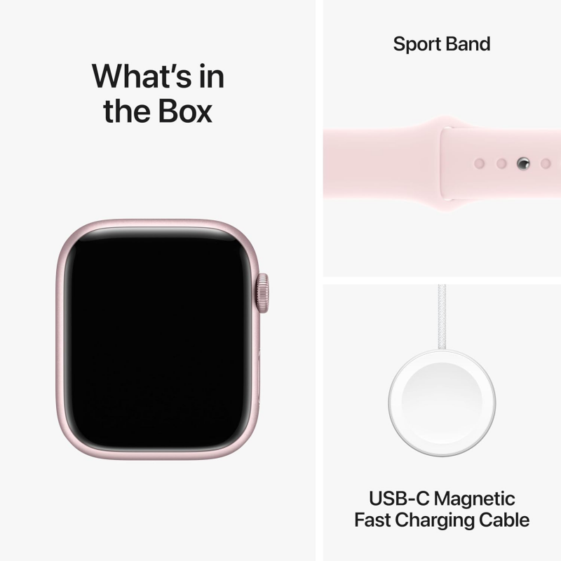 Apple Watch Series 9 (GPS, 41mm) - Pink Aluminium Case with S/M Light Pink Sport Band