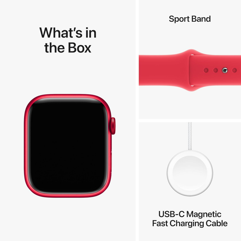 Apple Watch Series 9 (GPS, 45mm) - Red Aluminium Case with S/M Red Sport Band