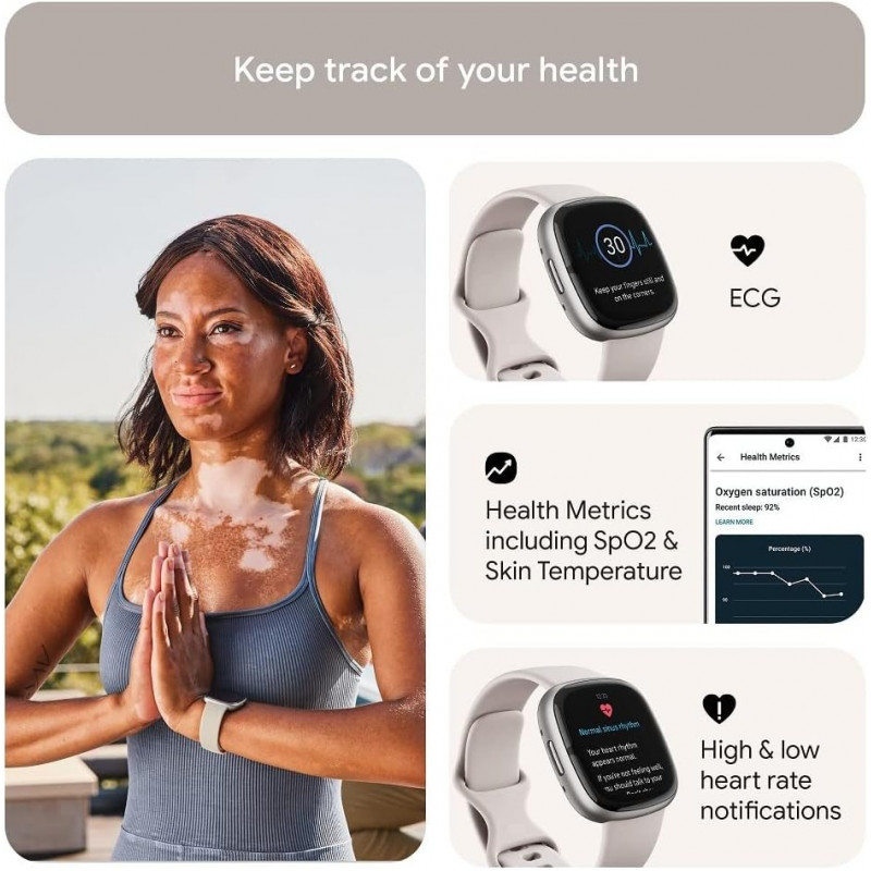 Fitbit Sense 2 Health and Fitness Smartwatch - White/Platinum