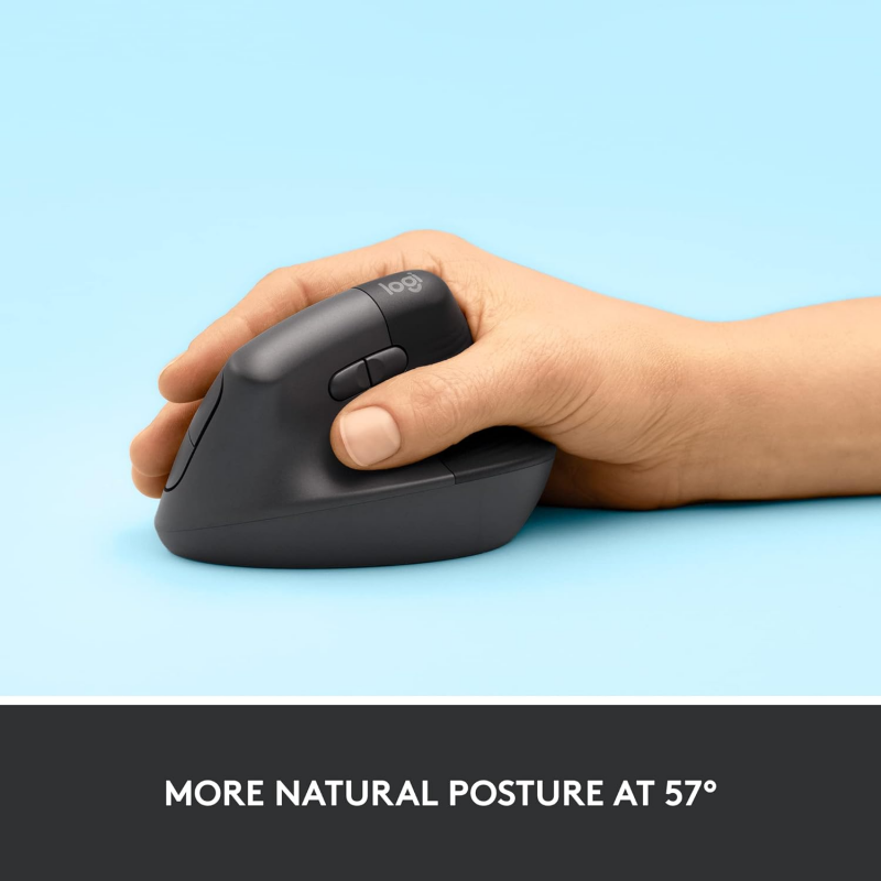 Logitech Lift Vertical Ergonomic Mouse, Wireless - Black