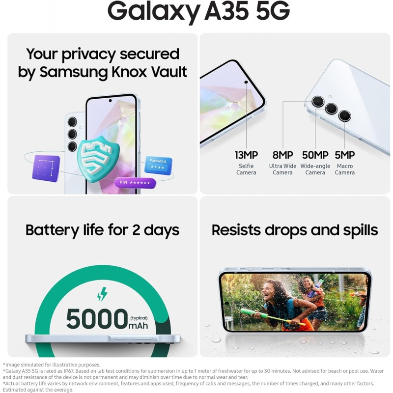 Samsung Galaxy A35 5G Smartphone (Dual-SIMs, 8+128GB) - Awesome Iceblue