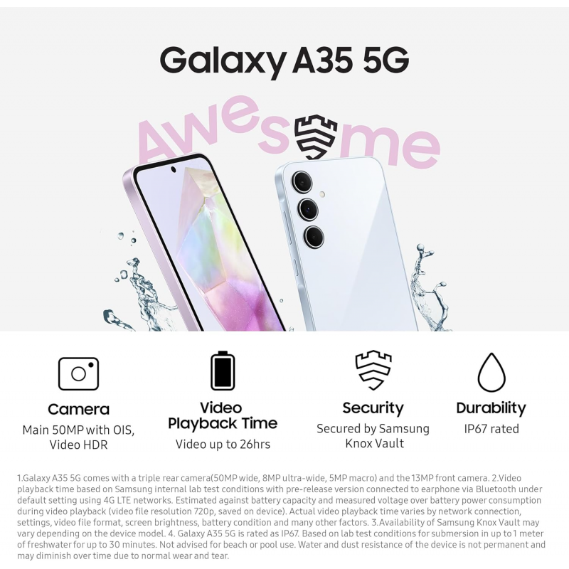 Samsung Galaxy A35 5G Smartphone (Dual-SIMs, 8+128GB) - Awesome Lemon