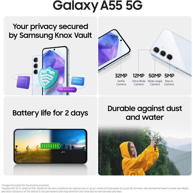 Samsung Galaxy A55 5G Smartphone (Dual-SIMs, 8+128GB) - Awesome Iceblue