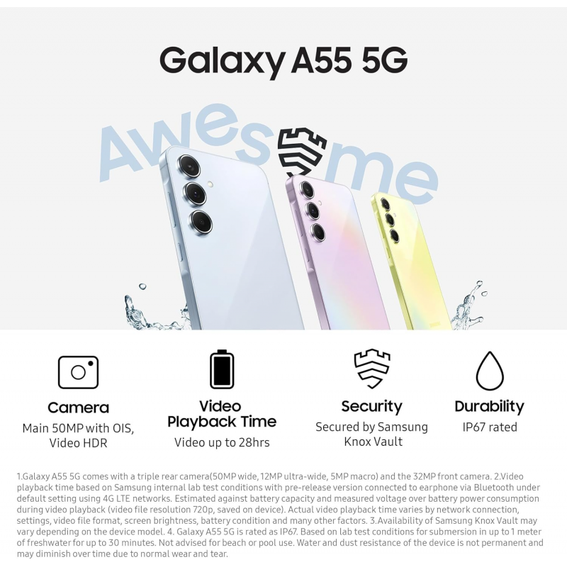 Samsung Galaxy A55 5G Smartphone (Dual-SIMs, 8+128GB) - Awesome Navy