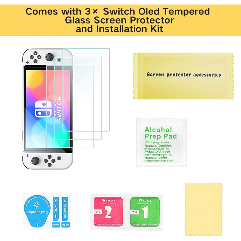 3 Pack - Tempered Glass Screen Protector For Nintendo Switch OLED