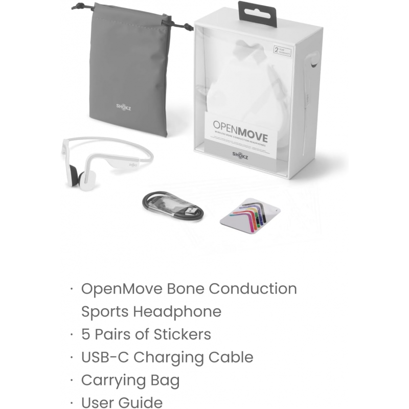 SHOKZ OpenMove Bone Conduction Headphones - White