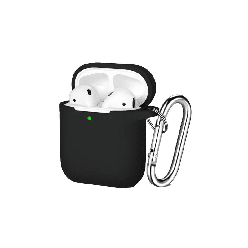 Liquid Silicone Case for Apple AirPods  - Black with Keychain